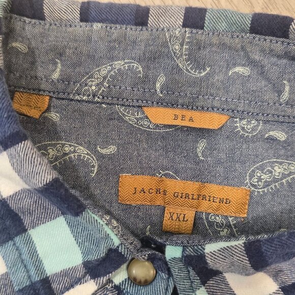 Jachs Girlfriend Bea womens XXL Plaid Button-Up Shirt Long Sleeve flannel fall - Picture 6 of 9